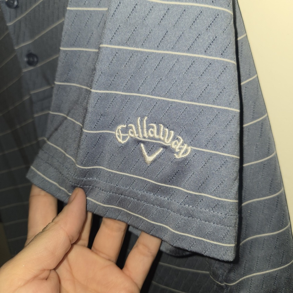 CALLAWAY OptiDry Men's Golf Shirt-(Blue Stripe) High Quality Short Sleeve In Lg - Picture 3 of 7